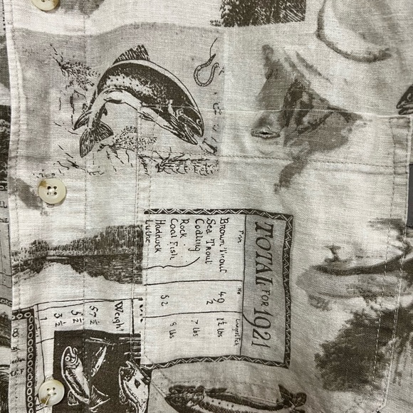 Woolrich Men's Fishing Print Button Down Shirt Size Medium - Picture 3 of 8